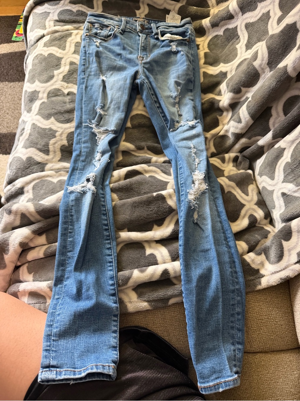 Abercrombie & Fitch Light Blue Distressed Jeans
